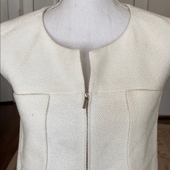 CHANEL White Cotton Pique Zip Up sleeveless Jacket Vest size 36 US 2/4 XS/S - Picture 5 of 9